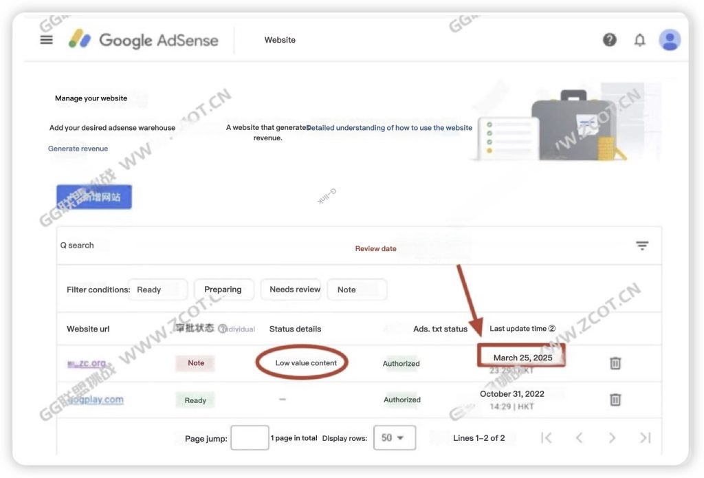 How long will the AdSense registration review process take in 2025? Why are rejections often based on low-value content?